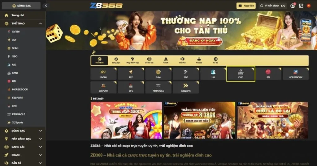 Đánh Giá Sảnh CMD368 tại ZB368: Lựa Chọn Hàng Đầu Của Cược Thủ